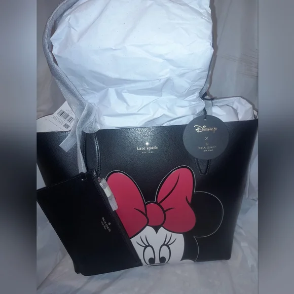 New Kate Spade Disney Reversible Minnie Mouse Tote/Detachable Wristlet NWT - Picture 2 of 12